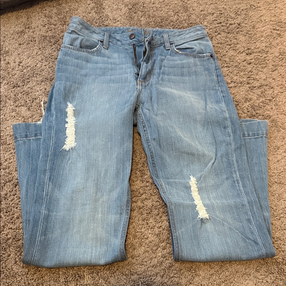 Kimes Ranch Women's Distressed Blue Flare Jeans - Picture 4 of 4